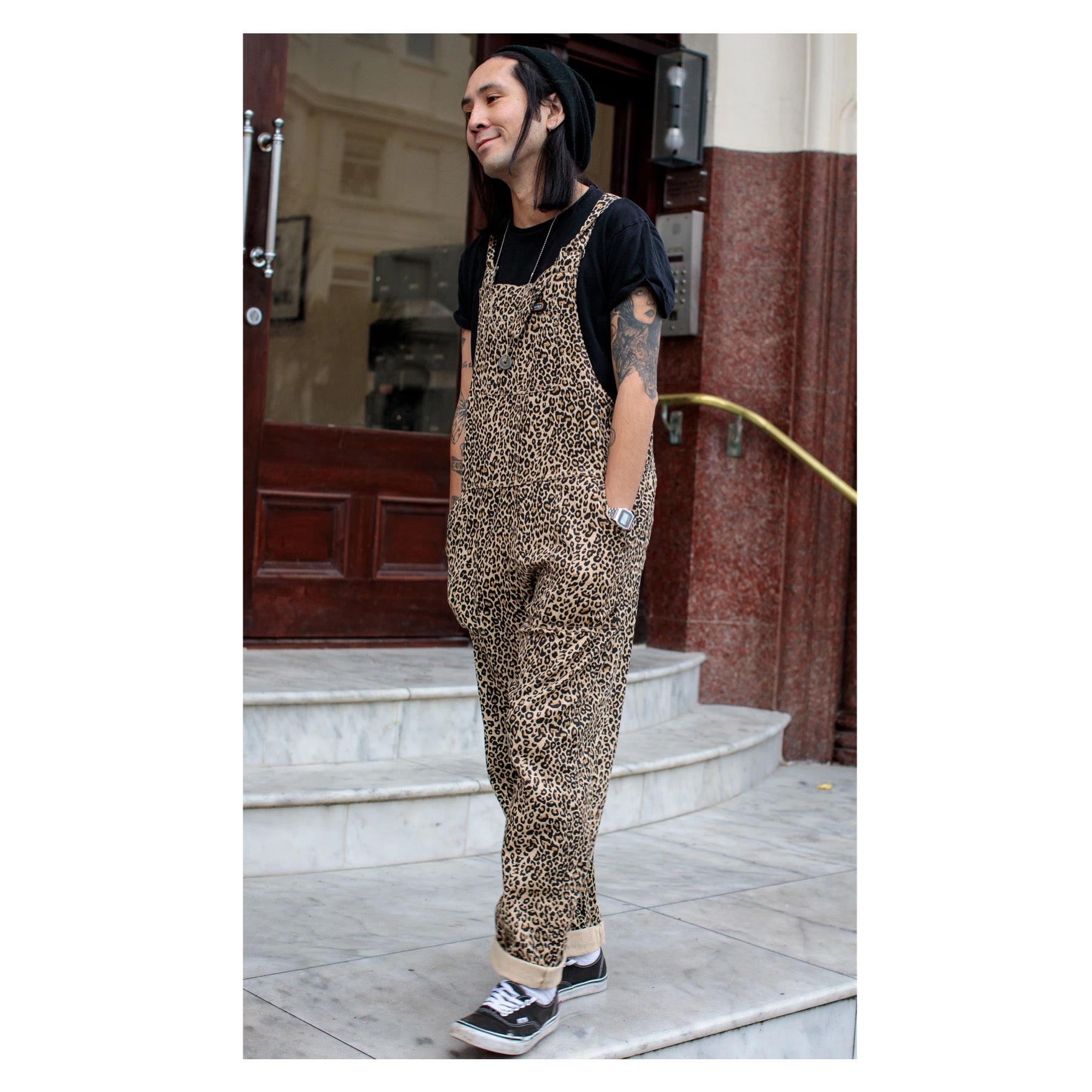 Leopard Stretch Twill Dungarees