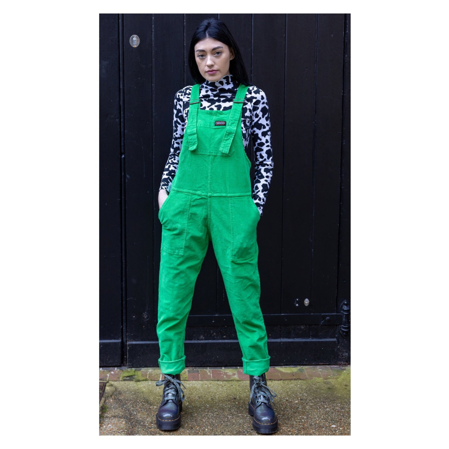 Classic Green Stretch Cord Dungarees