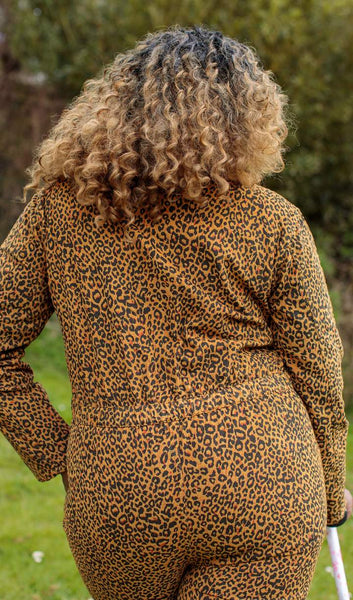 Natural Leopard Print Corduroy Boiler Suit