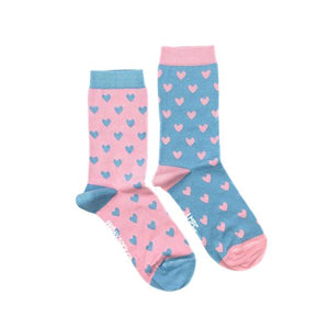 Hearts Pink & Blue Crew Socks