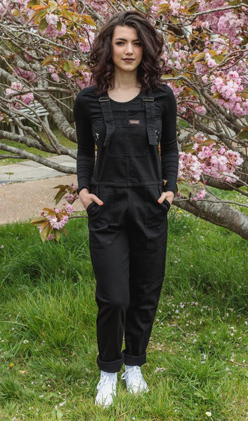 Black Stretch Denim Dungarees